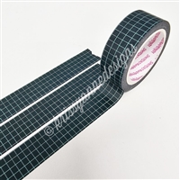 15mm Washi | KAD Rainbow Grid - Turquoise (Black BG)