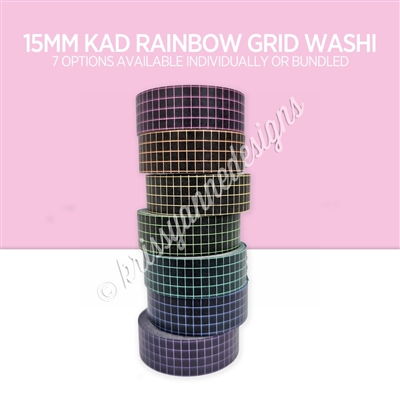 15mm Washi | Black KAD Rainbow Grid