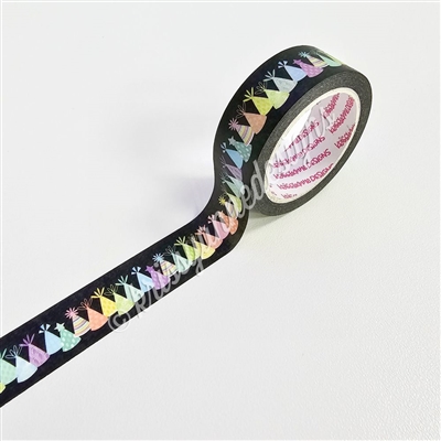 15mm Washi | Party Hats (Black)