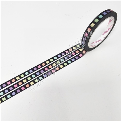 5mm Washi - Rainbow Checklist (Black BG)