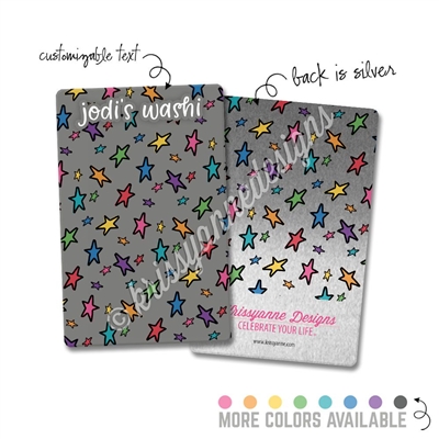 Personalized Rectangle Metal Washi Card - Doodle Stars