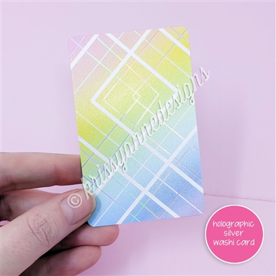 Holographic Washi Card - Rainbow Abstract Plaid