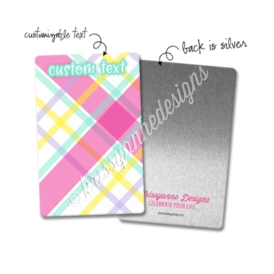 Personalized Rectangle Metal Washi Card - February Plaid