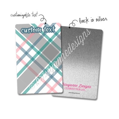 Personalized Rectangle Metal Washi Card - March Plaid