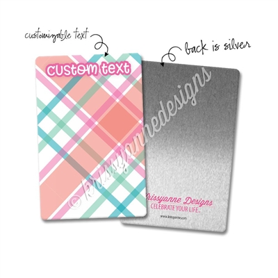 Personalized Rectangle Metal Washi Card - August Plaid