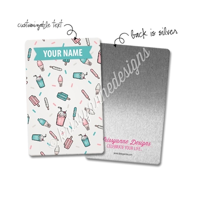 Personalized Rectangle Metal Washi Card - Ice Cream & Sprinkles