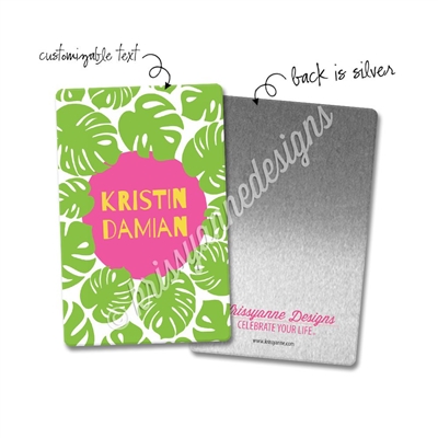 Personalized Rectangle Metal Washi Card - Summer Paradise Palms