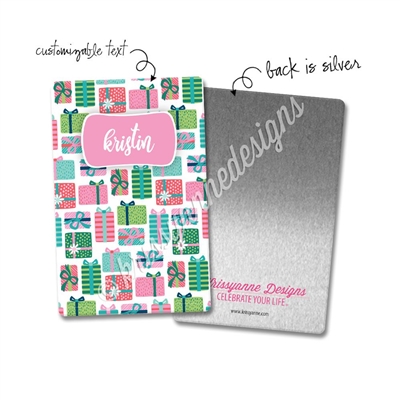 Personalized Rectangle Metal Washi Card - Holly Jolly Christmas Presents