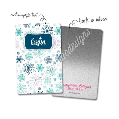 Personalized Rectangle Metal Washi Card - Winter Snowflakes