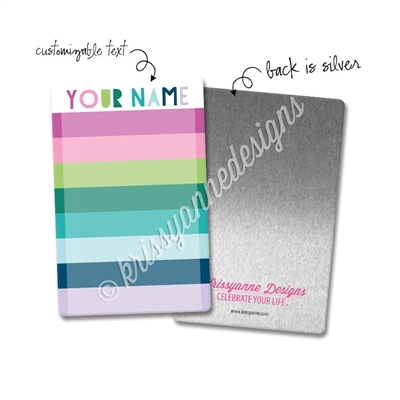 Personalized Rectangle Metal Washi Card - Winter Stripes