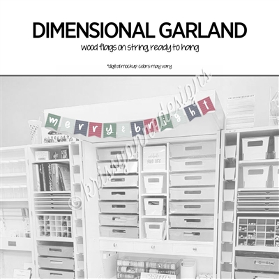 Dimensional Wood Garland - Merry & Bright