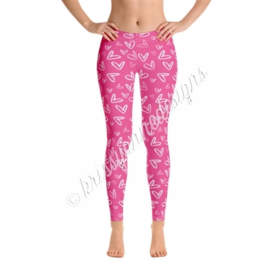 KADdict Wear - Pink Doodle Heart Leggings