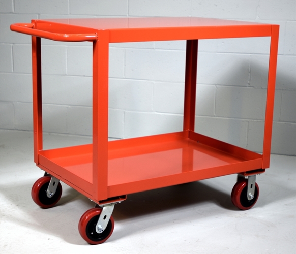 Heavy Duty Two Shelf Utility Cart - 24" x 36" Shelf Size, Color Red