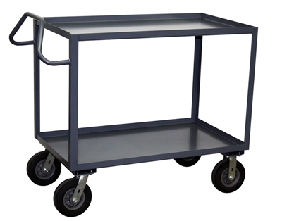AD16 - Two Shelf Cart w/ Pneumatic Casters & Ergo Handle - 24" x 30" Shelf Size