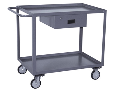 AS24 - Two Shelf Cart w/ Locking Drawer - 30" x 48" Shelf Size