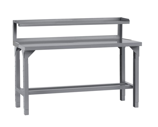 Adjustable Welded Steel Workbench with Riser Shelf