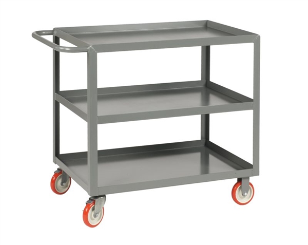 Three Shelf Cart with Lipped Shelves