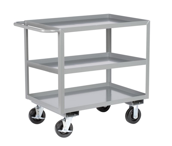 Heavy Duty Three Shelf Cart with Lipped Shelves