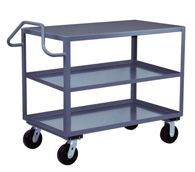 BE17 - Heavy Duty Three Shelf Cart w/ Ergo Handle - 24" x 36" Shelf Size