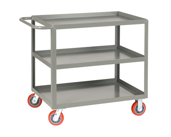 Three Shelf Cart with Lipped Shelves High Capacity