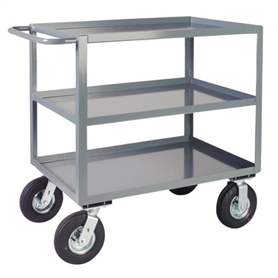 BK26 - Three Shelf Service Cart w/ Pneumatic Casters - 30" x 72" Shelf Size