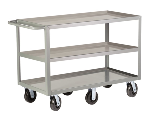 Six Wheel Three Shelf Cart Lipped Shelves