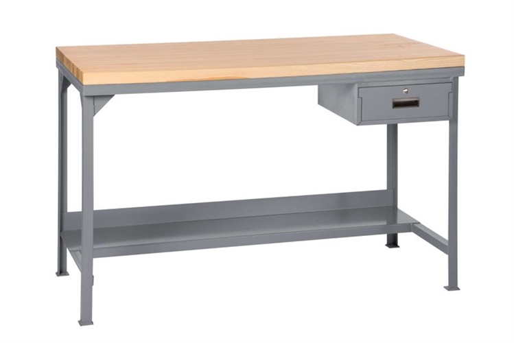 Welded Steel Butcher Block Workbench with Drawer