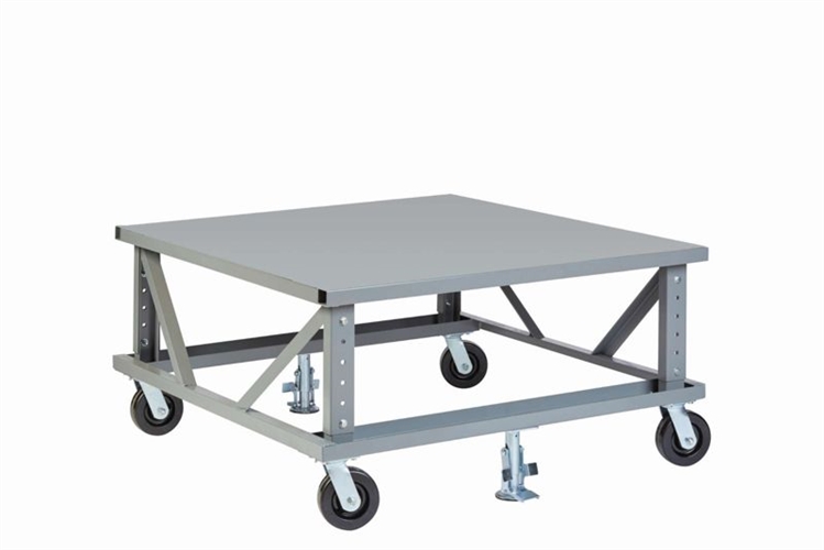 Ergonomic Adjustable Height Mobile Pallet Stand with Solid Top Deck