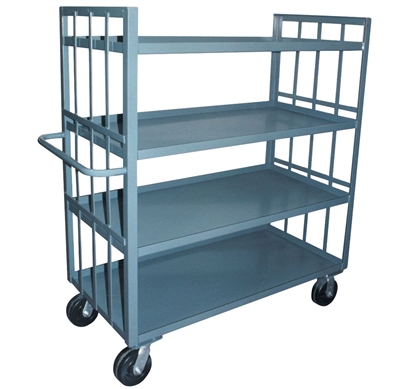 FF28 - Four Shelf, Slat Sides, Two Sided Cart - 36" x 60" Shelf Size