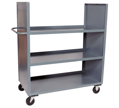 FH19 - Three Shelf, Solid Sides, Two Sided Cart - 24" x 48" Shelf Size