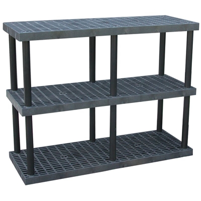 Three Shelf Grid Top Plastic Shelving