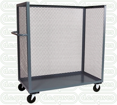 GA27 - One Shelf, Mesh Sides, Three Sided Cart - 36" x 48" Shelf Size