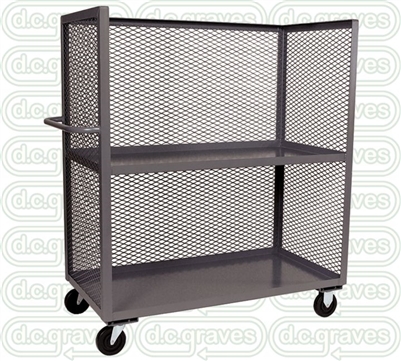 GB28 - Two Shelf, Mesh Sides, Three Sided Cart - 36" x 60" Shelf Size
