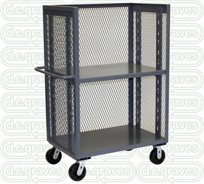 GE27 - Adjustable Shelf, Mesh Three Sided Cart - 36" x 48" Shelf Size