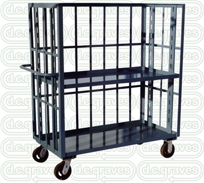 GK26 - Adjustable Shelf, Slat Three Sided Cart - 30" x 72" Shelf Size