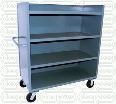 GP19 - Three Shelf, Solid Sides, Three Sided Cart - 24" x 48" Shelf Size