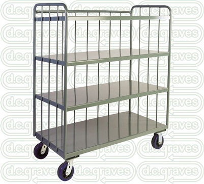 GT19 - Three Sloped Shelves, Three Sided Cart - 24" x 48" Shelf Size