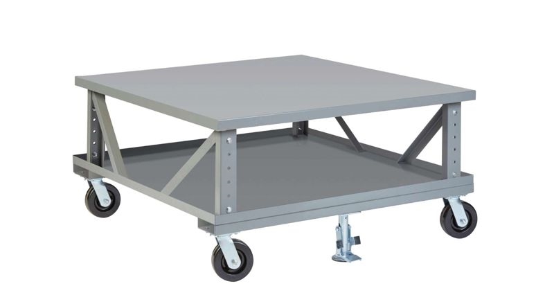Ergonomic Adjustable Height Solid Mobile Pallet Stand with Lower Deck