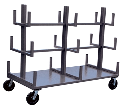 Cantilever Pipe Cart w/ Three Uprights - 36" x 48" Deck Size