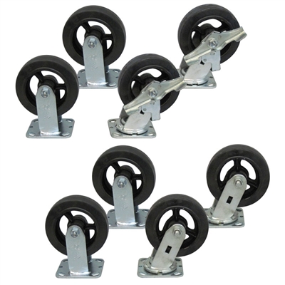 M3 - 6" x 2" Mold-On Rubber Casters - 2,000-lbs. Capacity