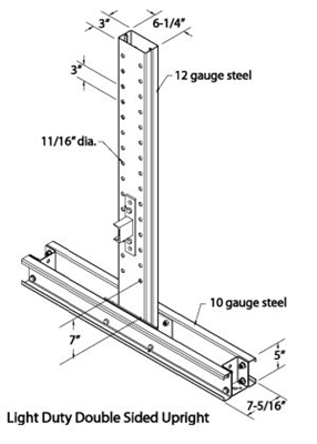 6 Foot High Double Sided Upright 7400lbs Capacity, for use with 42" arms