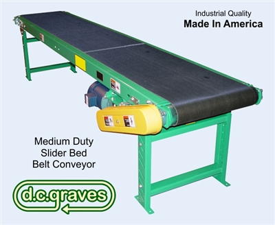 MSB-12-15, Medium Duty Slider Bed Belt Conveyor, 12" Belt Width, 15' Bed Length