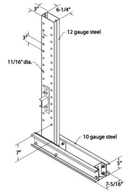 6 Foot High Single Sided Light Duty Uprights, for use with 18" arms