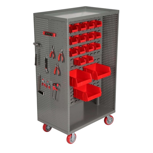 Mobile Lean Cart with Pegboard and Louvered Panel
