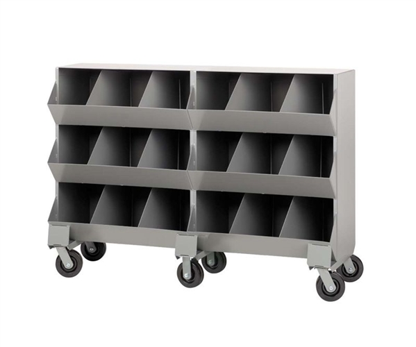 Open Front Mobile Storage Bin Double