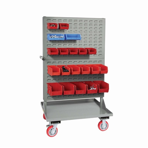 Dual Sided Bin Cart with Pegboard or Louvered Panel