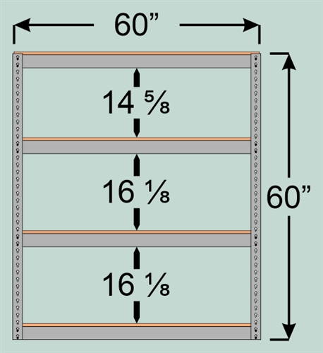 Wide Span Shelving Unit, 60" W x 24" D x 60" H with 4 Particle Board Shelf Levels