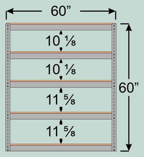 Wide Span Shelving Unit, 60" W x 24" D x 60" H with 5 Particle Board Shelf Levels