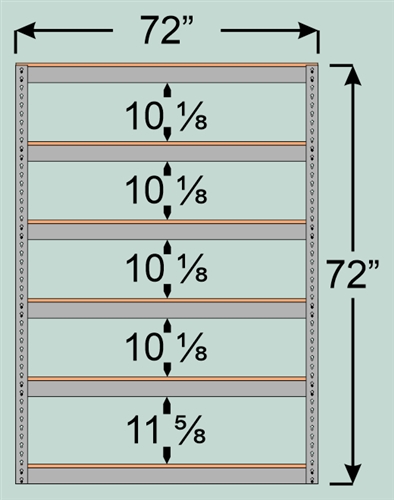 Wide Span Shelving Unit, 72" W x 36" D x 72" H with 6 Particle Board Shelf Levels