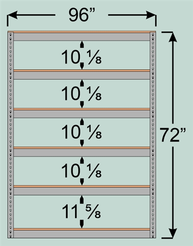 Wide Span Shelving Unit, 96" W x 24" D x 72" H with 6 Particle Board Shelf Levels